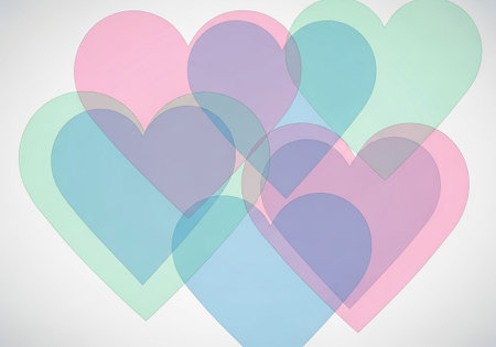Colorful paper hearts on white background, valentines day conceptの写真素材