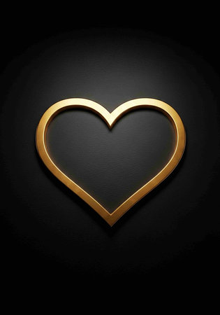 Golden heart on a black background. Valentines day. Vector illustrationの写真素材