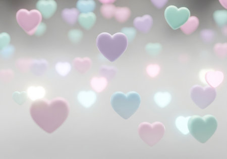 Colorful hearts bokeh background. Valentine's day concept.の写真素材