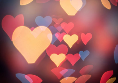 Heart bokeh background, Love valentine's day backgroundの写真素材