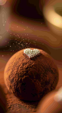 Chocolate truffles on a brown background. 3d rendering