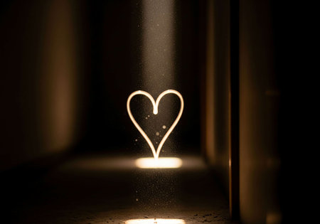 Heart shape light in the dark. Valentine's day and love concept.の写真素材