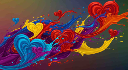 Colorful paint splashes on black background. Vector illustration for your design