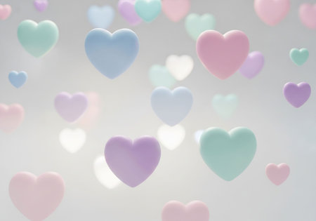 Valentine's day background with hearts and bokeh effectの写真素材