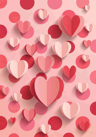 Valentine's day background with paper hearts. Vector illustration.