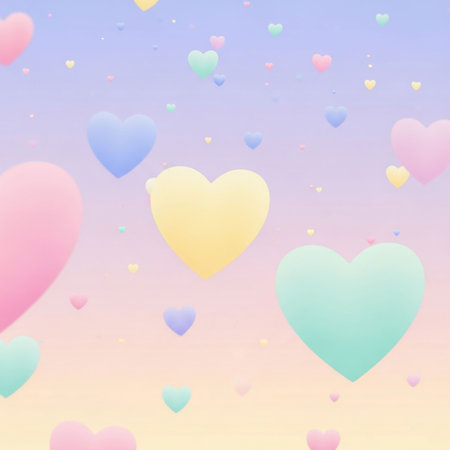 Valentine's day background with colorful hearts. Vector illustration.の写真素材