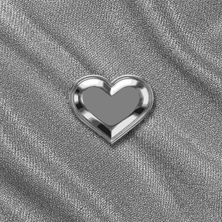 Silver heart on a silver background. 3d rendering