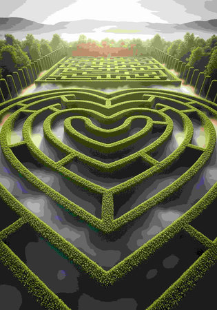 Maze in the forest. Vector illustration of a labyrinth in the forest.の写真素材