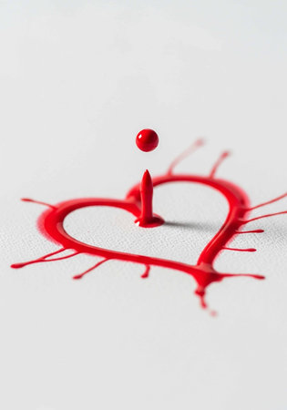 Red heart on a white background. The concept of love and romanceの写真素材