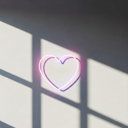 Lighted heart with shadow on the wall. Valentine's day concept.の写真素材