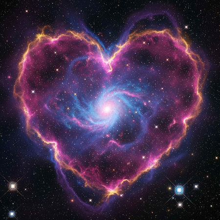 Heart in space. Colorful nebula and stars in the universe.
