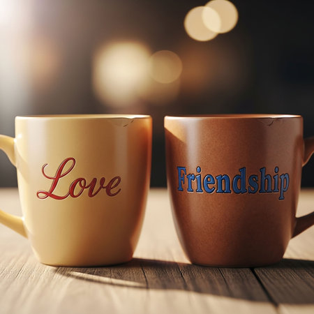 Two cups of coffee on the table. Love is in the air.の写真素材