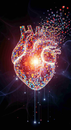 Digital illustration of  human heart  in colour  backgraundの写真素材