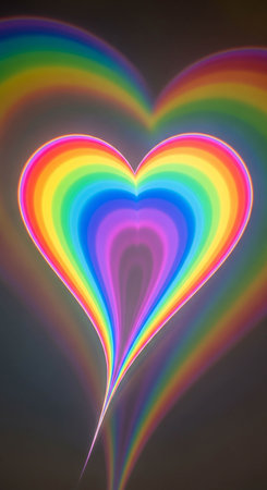 abstract rainbow heart on black background, valentine's dayの写真素材