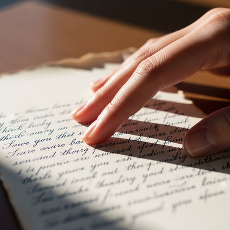 Woman reading a book, close-up of hands. Selective focus.の写真素材
