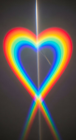 Rainbow heart on a black background. Abstract background for design.