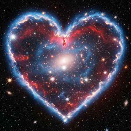 Heart in space. Colorful nebula and stars in the universe.の写真素材