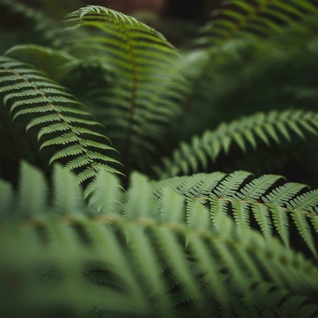 Fern leaves in the forest. Nature background. Selective focus.の写真素材
