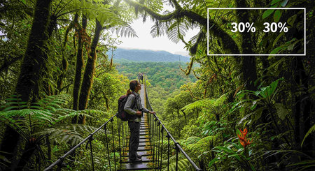 Hiking in the rainforest. Travel and adventure concept. Nature background