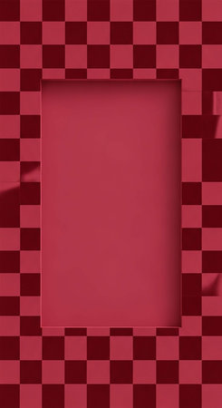Red checkered background with copy space. 3D rendering.