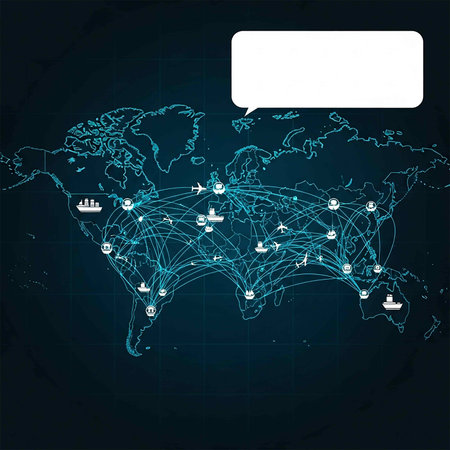 World map on dark blue background. Vector illustration. Eps 10.