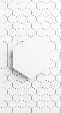 White hexagon background with blank card. 3d render illustration.の写真素材