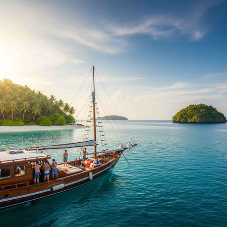 Beautiful tropical island in sea.