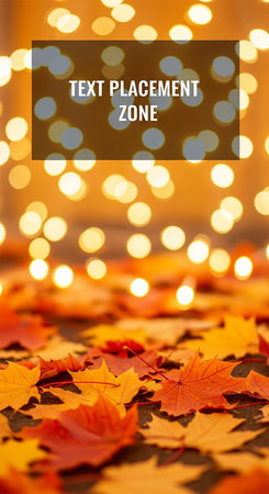 autumn background with maple leaves and bokeh defocused lights