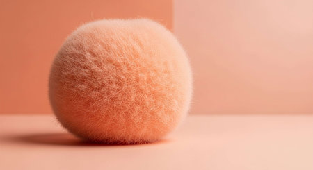 Close-up of a fluffy ball for make-up on a pink background