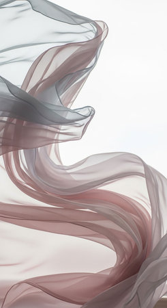 Abstract background of white and red wavy silk or satin. 3d illustrationの写真素材