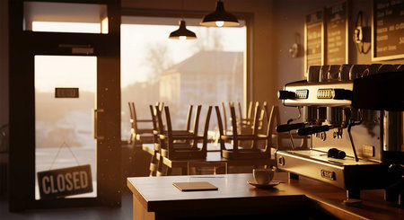 3d render of coffee machine in coffee shop. Coffee shop interiorの写真素材