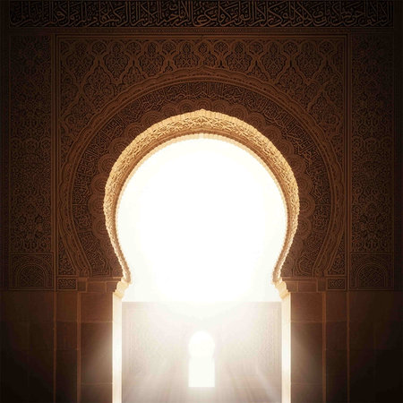 Arabic door in the morocco style with light from the windowの写真素材