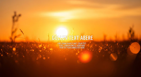 Beautiful sunset over the meadow. Nature background. Vector illustration.の写真素材