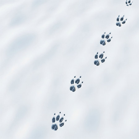 Footprints in the snow on a sunny day. 3D renderingの写真素材