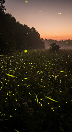 Foggy meadow in the morning. 3d rendering.の写真素材