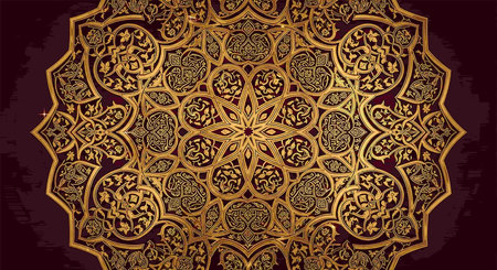 Vintage golden ornamental background. Template frame design for greeting card, wedding invitation, book cover and so on.の写真素材