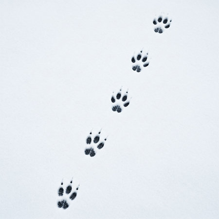Footprints in the snow.の写真素材