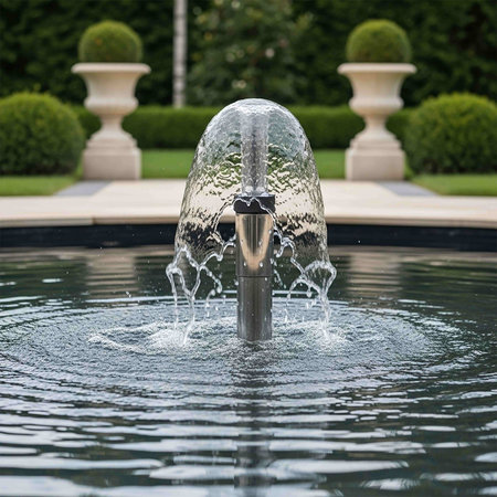 Fountain in the garden with water drops. Water fountain in the gardenの写真素材