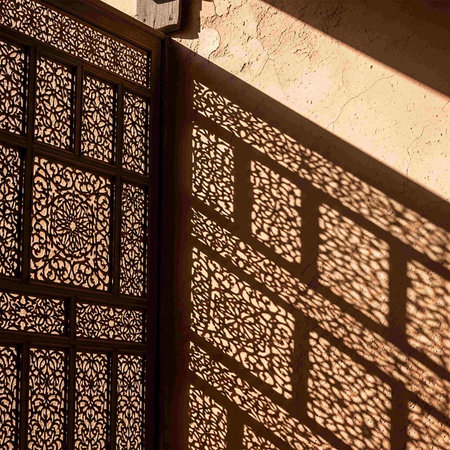 architecture morocco style in africa morocco the old wood  facade and sunlightの写真素材