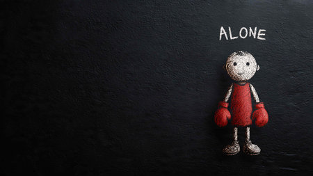 Cute little boy with red boxing gloves on black background, space for textの写真素材