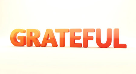 3D Illustration of the word Gratitude in orange colourの写真素材
