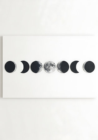 Moon phases on a white wall. 3d rendering, 3d illustration.の写真素材