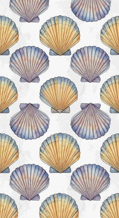 Seamless pattern with seashells. Watercolor illustration.