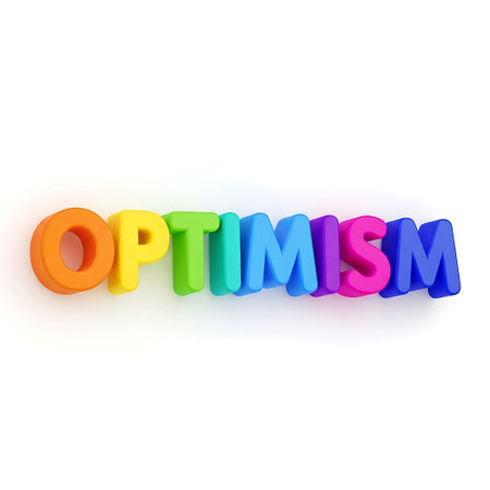 The word Optimism in multicolored letters. 3D illustration.の写真素材