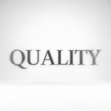 3d illustration of quality text over a white background with shadow.の写真素材