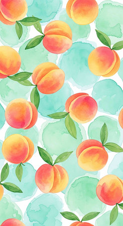 Seamless pattern with peaches. Watercolor illustration.の写真素材