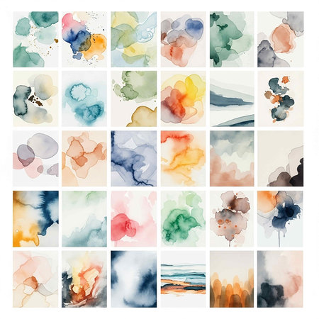 Set of watercolor backgrounds for your design. Hand drawn illustration.の写真素材