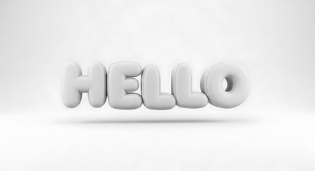 White Hello 3d text on a white background, 3D renderingの写真素材