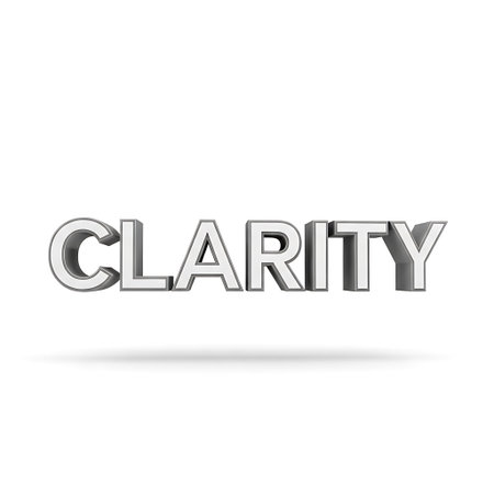 clarity 3d word isolated on white background. 3d illustrationの写真素材