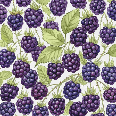 Seamless pattern with blackberries. Hand-drawn illustration.の写真素材